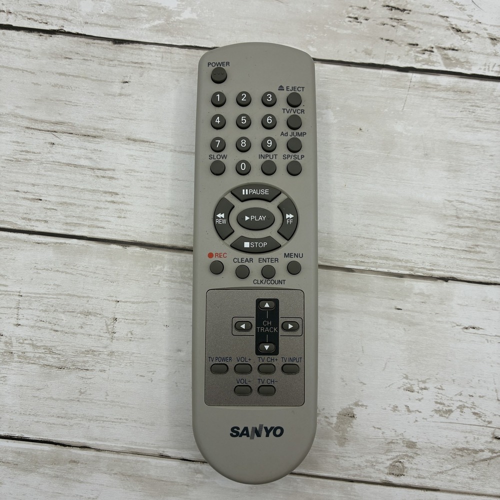 SANYO Original TV VCR Universal Remote Control Gray IR with Playback Functions